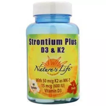 Nature's Life Стронций плюс D3 и K2 60 таблеток