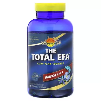 Nature's Life, The Total EFA, омега-3, 6, 9, 1200 мг, 180 капсул