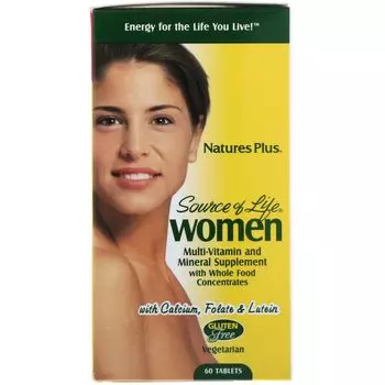 Nature's Plus Source of Life Women Multi-Vitamin and Mineral Supplement with Whole Food Concentrates 60 Tablets