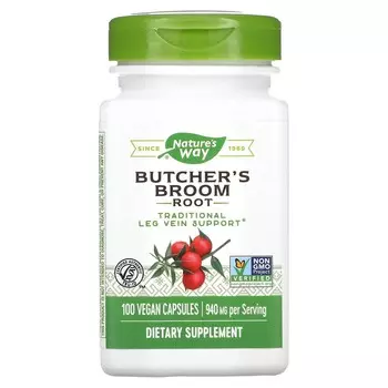 Nature's Way Butcher's Broom 470 mg 100 Vegetarian Capsules