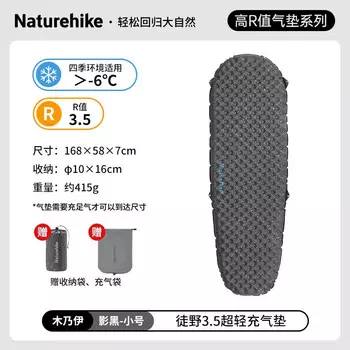 NatureHike CNH22DZ018 сверхлегкий надувной коврик, влагостойкий напольный коврик, коврик для сна, маленькая модель, тень, черный