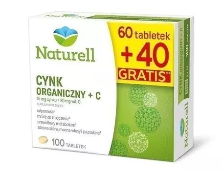 Naturell Cynk Organiczny + C 100 Tabletek иммуномодулятор, 100 шт.