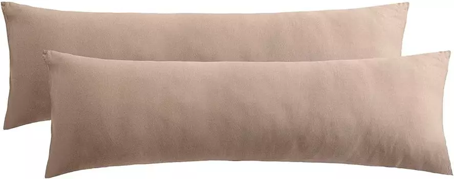 NatureMark Набор из 2 наволочек из джерси Наволочки Боковая подушка для сна Подушка для шеи Различные размеры и цвета (40 x 145 см (Боковая наволочка для сна/кормления), песочный/бежевый)