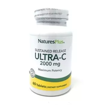 Natures Plus Ultra-C 2000 мг 60 таблеток с пролонгированным высвобождением 165,6 г Nature's Plus