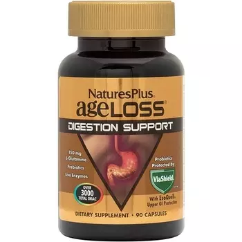 Naturesplus Ageloss Поддержка пищеварения Пребиотики, живые ферменты и L-глютамин, 90 капсул, Nature'S Plus