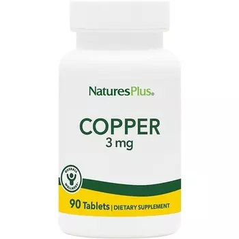 Naturesplus Copper 3Mg Высокоэффективные незаменимые минералы и аминокислоты 90 вегетарианских таблеток, Nature'S Plus