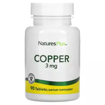NaturesPlus, Медь, 3 мг, 90 таблеток