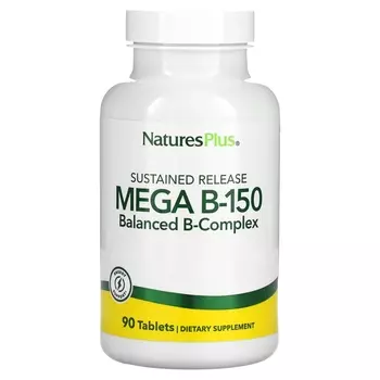 NaturesPlus Mega B-150 с замедленным высвобождением сбалансированный комплекс витаминов группы B, 90 таблеток