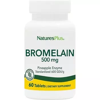 NaturesPlus Натуральная протеолитическая добавка бромелайн 60 вегетарианских таблеток 500 мг Nature's Plus