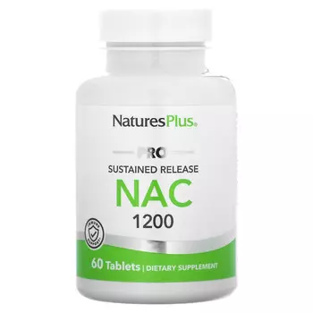 NaturesPlus, Pro NAC 1200, замедленное высвобождение, 1200 мг, 60 таблеток (600 мг на таблетку)