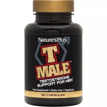 NaturesPlus T-Male Herbal Complex и цинковая добавка для мужчин, усилитель энергии и выносливости, 60 капсул Nature's Plus