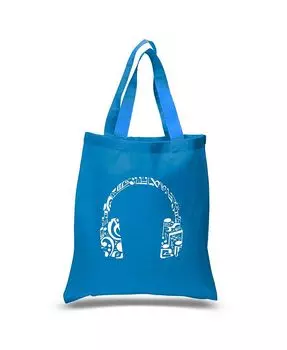 Наушники для музыкальных нот — маленькая сумка-тоут Word Art LA Pop Art, синий