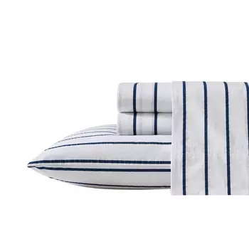 Nautica Brenton Stripe Navy Twin Xl Комплект простыней, цвет Nrf Cobalt Wave