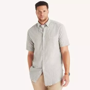 Nautica Mens Big & Tall Полосатая рубашка с коротким рукавом, цвет convoy green