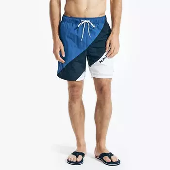 Nautica Мужские быстросохнущие плавки с диагональной полосой 8 дюймов, цвет Bright Cobalt