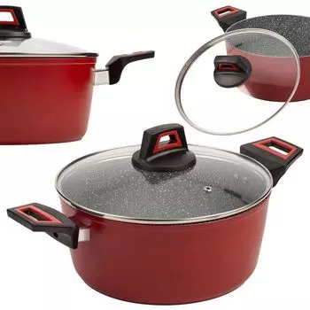 NAVA Кастрюля-запеканка со стеклянной крышкой с гранитным покрытием для варки и тушения продуктов TAURUS 24 см 4,2л