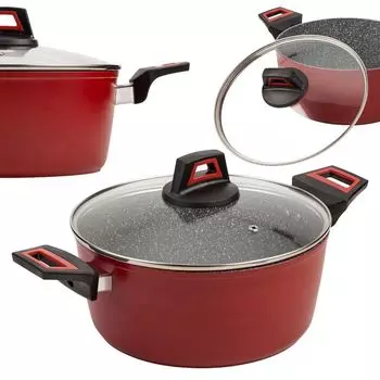 NAVA Кастрюля-запеканка со стеклянной крышкой с гранитным покрытием для варки и тушения продуктов TAURUS 20 см 2,2л