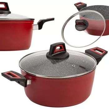 NAVA Кастрюля-запеканка со стеклянной крышкой с гранитным покрытием для приготовления и тушения продуктов TAURUS 28 см 6,2л