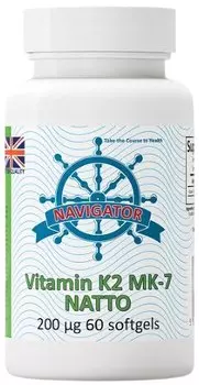 Navigator, Витамин K2 Mk-7, 200 мкг, 60 мягких таблеток + флакон, 120 мл