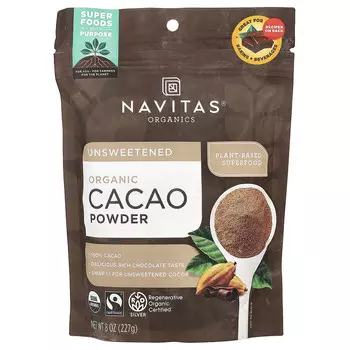 Navitas Organics, Органический какао-порошок, 227 г (8 унций)
