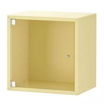 Навесной шкаф с дверцей-витриной, бледно-желтый, 35x25x35 см, EKET IKEA