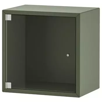 Навесной шкаф с дверцей-витриной, серо-зеленый, 35x25x35 см, EKET IKEA