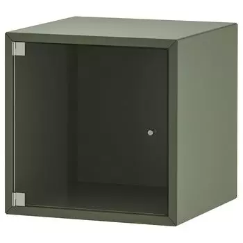 Навесной шкаф с дверцей-витриной, серо-зеленый, 35х35х35 см, EKET IKEA
