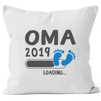 Наволочка Бабушка 2019 loading Подарочная подушка для будущей бабушки хлопок подарок на рождение MoonWorks бело-синий униразмер