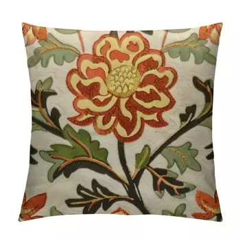 Наволочка декоративная с цветочной вышивкой Bciig, белый