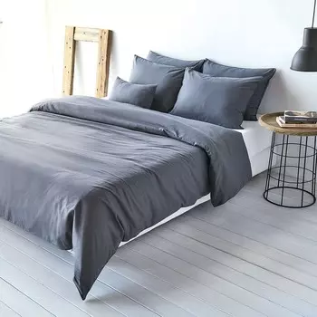 Наволочка для постельного белья Dream Sleep однотонная, хлопково-льняная, одинарная, 40x80 см, титан Traumschlaf