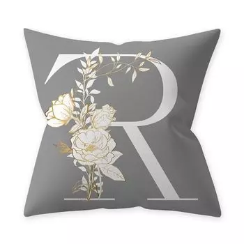 Наволочка, добавляющая жизненной силы, широкое применение, устойчивая к морщинам полиэстеровая подушка с алфавитом и цветком, чехол для дома, товары для дома-R Stuttg