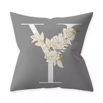 Наволочка, добавляющая жизненной силы, широкое применение, устойчивая к морщинам полиэстеровая подушка с алфавитом и цветком, чехол для дома, товары для дома-Y Stuttg