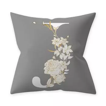 Наволочка, добавляющая жизненной силы, широкое применение, устойчивая к морщинам полиэстеровая подушка с алфавитом и цветком, чехол для дома, товары для дома-J Stuttg