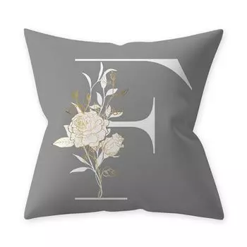 Наволочка, добавляющая жизненной силы, широкое применение, устойчивая к морщинам полиэстеровая подушка с алфавитом и цветком, чехол для дома, товары для дома-F Stuttg