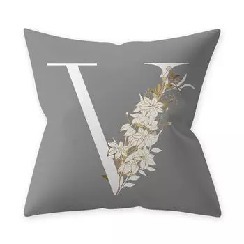 Наволочка, добавляющая жизненной силы, широкое применение, устойчивая к морщинам полиэстеровая подушка с алфавитом и цветком, чехол для дома, товары для дома-V Stuttg