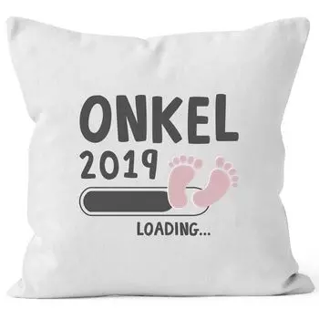 Наволочка Дядя 2019 loading Подарочная подушка для будущего дяди хлопковый подарок на рождение MoonWorks бело-розовый униразмер