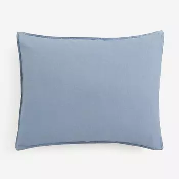 Наволочка H&M Home Washed Linen-blend, синий