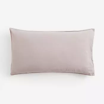 Наволочка H&M Home Washed Linen-blend, серо-коричневый