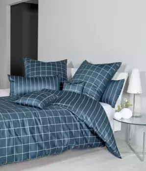 Наволочка Janine "Modernclassic 39025, Мако-сатин из 100% хлопка", (1 шт.), на молнии, в размер. 40х80 или 80х80 см, в клетку и полоску, цвет atlantik