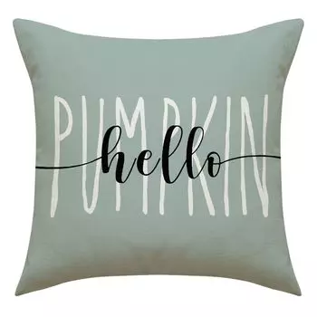Наволочка Элегантная льняная наволочка «Счастливая осень» на День благодарения с узором тыквы для дома-A Stuttg