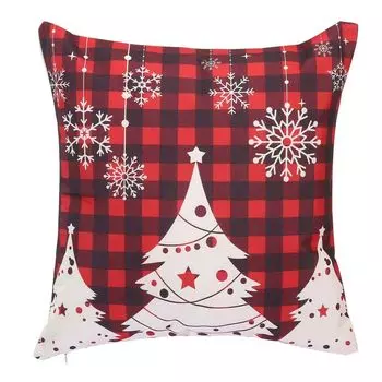 Наволочка Красная Рождественская Снежинка Льняная WLN