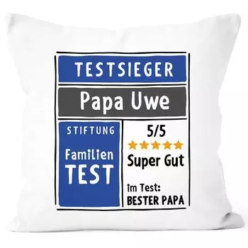 Наволочка «Лучший папа/лучшая мама» может быть персонализирована с присвоением именного рейтинга 5 звезд SpecialMe, синий, белый, 40см x 40см