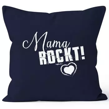 Наволочка Mom Rocks подарок маме ко Дню матери 40х40 хлопок MoonWorks темно-синий униразмер