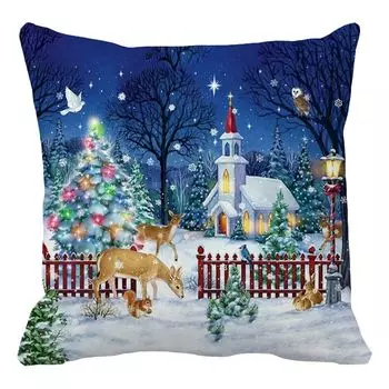 Наволочка моющаяся потайная молния дышащая защитная Рождественская комната гостиная спальня квадратная наволочка для повседневной жизни-G Stuttg