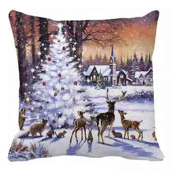 Наволочка моющаяся, потайная молния, дышащая защитная Рождественская комната, гостиная, спальня, квадратная наволочка для повседневной жизни-I Stuttg