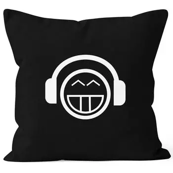 Наволочка на подушку декоративная подушка 40x40 Crazy Emoticon хлопок MoonWorks черный 40см x 40см