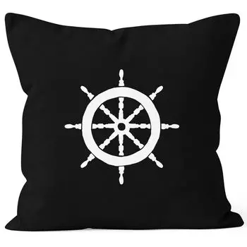 Наволочка на подушку декоративная подушка 40x40 руль парусный хлопок MoonWorks черный 40см x 40см