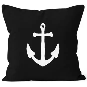 Наволочка на подушку декоративная подушка якорь парусные рога хлопок MoonWorks черный 40см x 40см