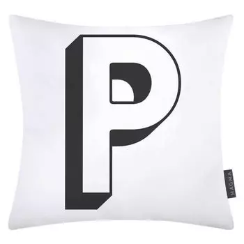 Наволочка на подушку Magma из хлопка с буквами белая 40х40 см, буква П Magma - Heimtex