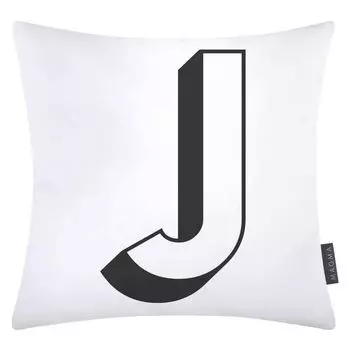 Наволочка на подушку Magma из хлопка с буквами белая 40х40 см, буква J Magma - Heimtex
